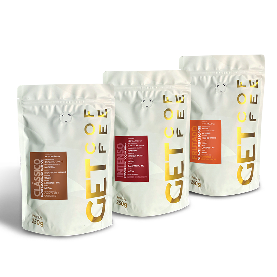 Kit Degustação café especial 3 Pacotes 250g