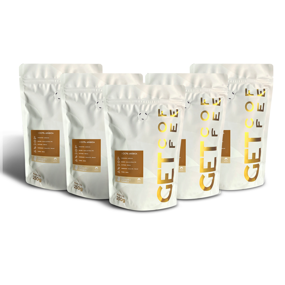 KIT CAFÉ ESPECIAL - 5 PACOTES 250G (1,250KG) - CHOCOLATE / CARAMELO