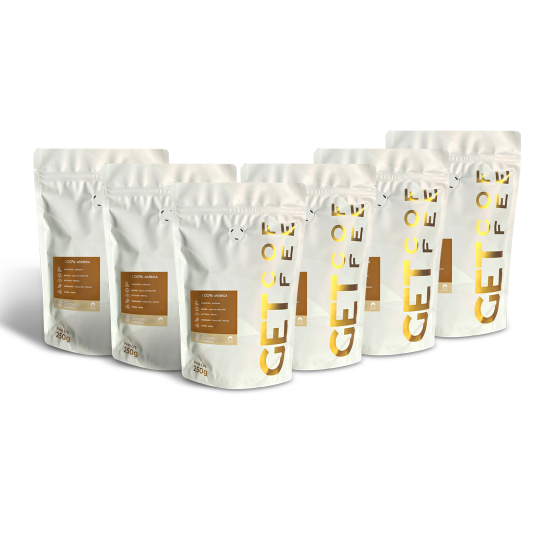 KIT CAFÉ ESPECIAL - 6 PACOTES 250G (1,500KG) - CHOCOLATE / CARAMELO