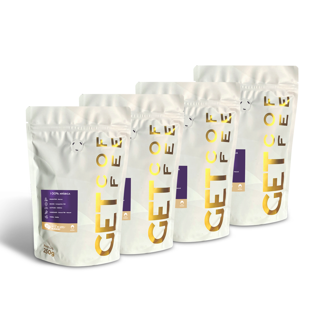KIT CAFÉ ESPECIAL - 4 PACOTES 250G (1KG) - DOCE DE LEITE / BLUEBERRY