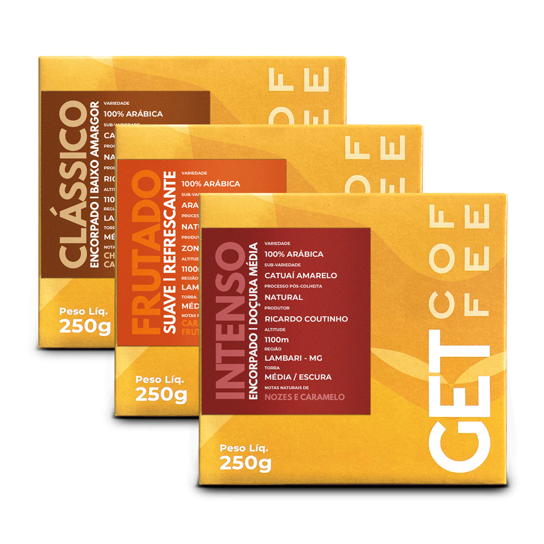 Kit Degustação café especial 3 Pacotes 250g