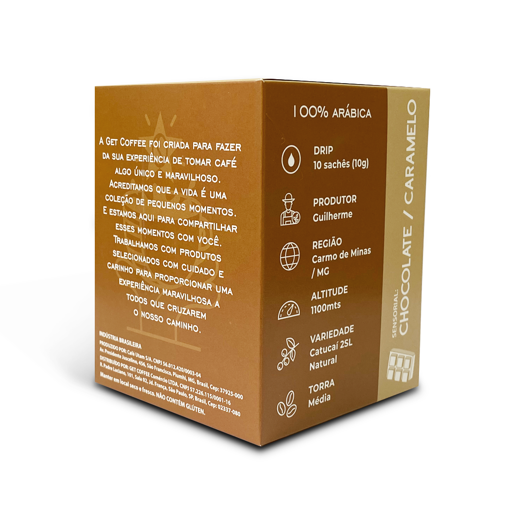 KIT DRIP COFFEE - CAFÉ ESPECIAL - 7 CAIXAS (70 SACHÊS) - CHOCOLATE CARAMELO
