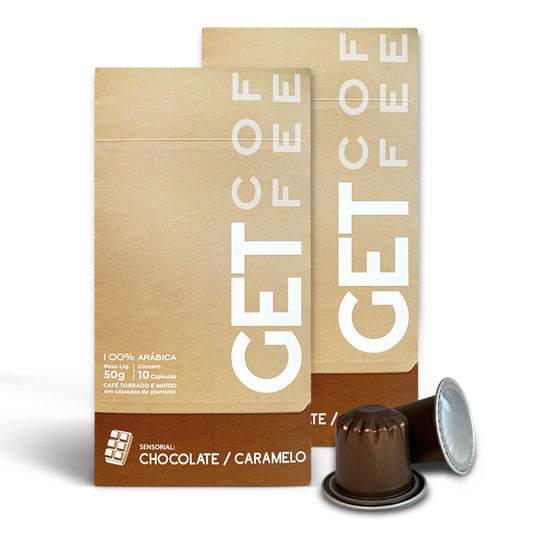 KIT CÁPSULA - CAFÉ ESPECIAL - CHOCOLATE CARAMELO - 2 CAIXAS (20 CÁPSULAS)