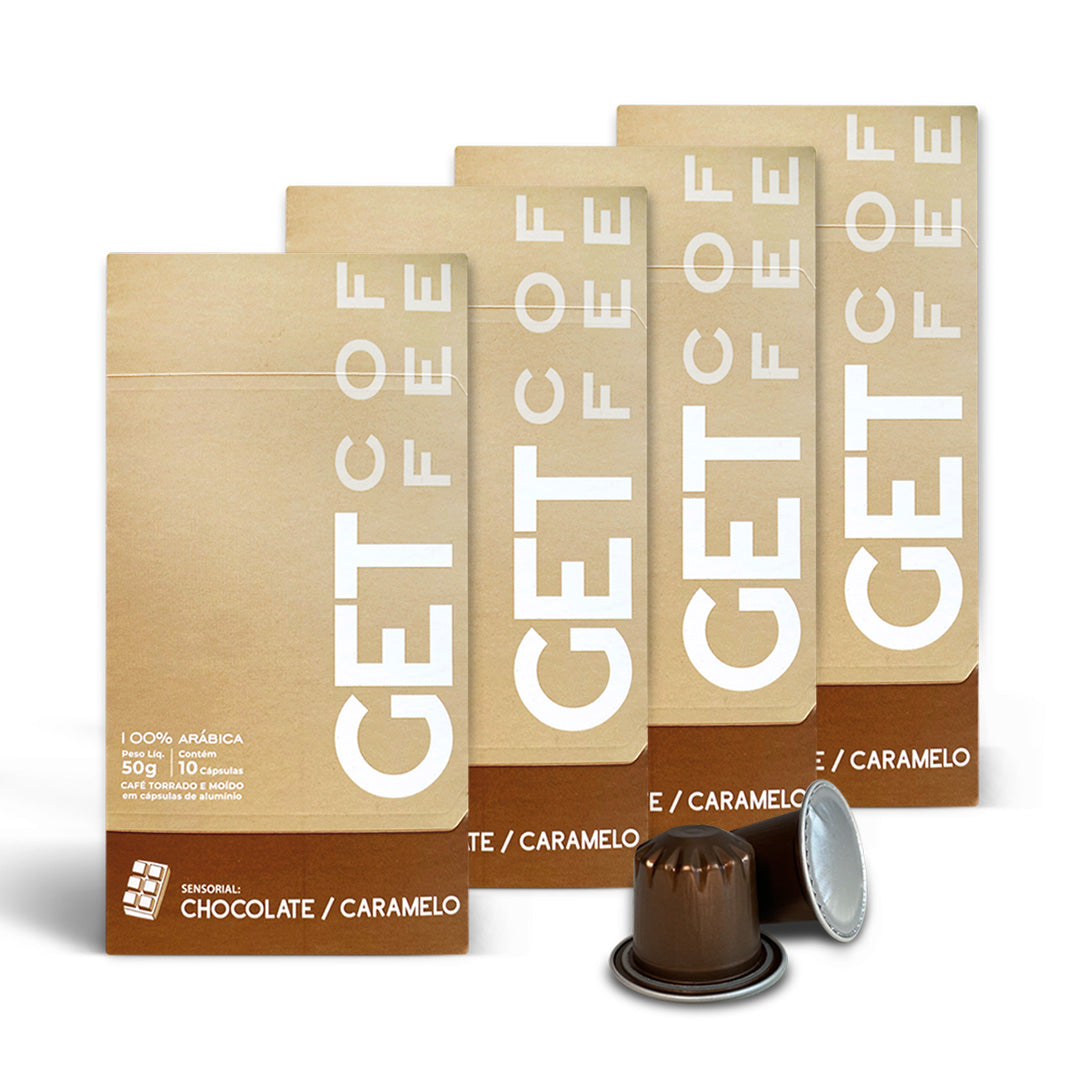 KIT CÁPSULA - CAFÉ ESPECIAL - CHOCOLATE CARAMELO - 4 CAIXAS (40 CÁPSULAS)