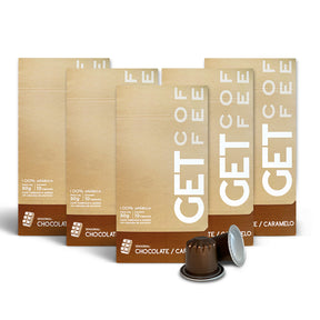 KIT CÁPSULA - CAFÉ ESPECIAL - CHOCOLATE CARAMELO - 5 CAIXAS (50 CÁPSULAS)