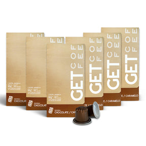KIT CÁPSULA - CAFÉ ESPECIAL - CHOCOLATE CARAMELO - 6 CAIXAS (60 CÁPSULAS)