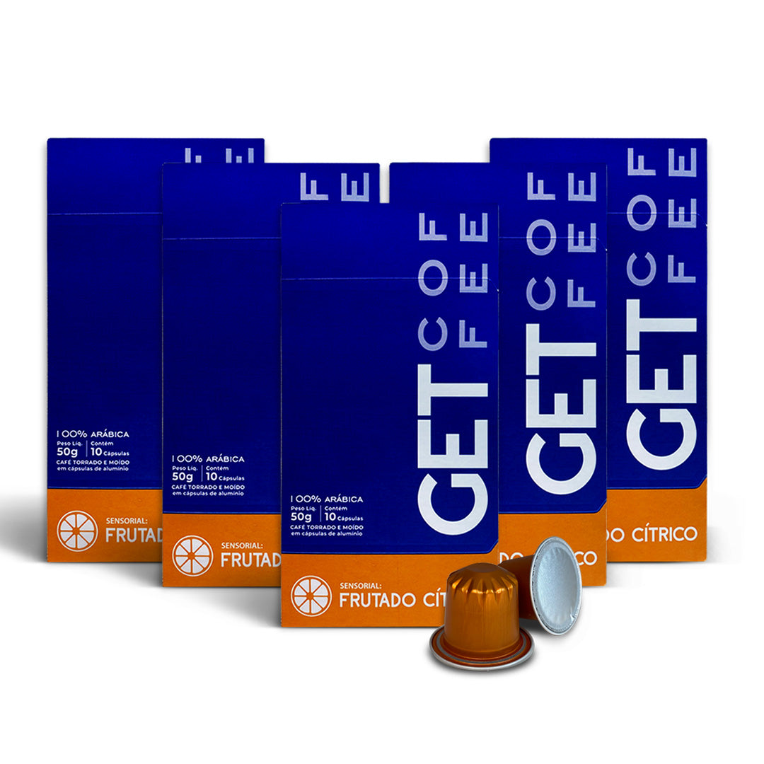 KIT CÁPSULA - CAFÉ ESPECIAL - FRUTADO CÍTRICO - 5 CAIXAS (50 CÁPSULAS)