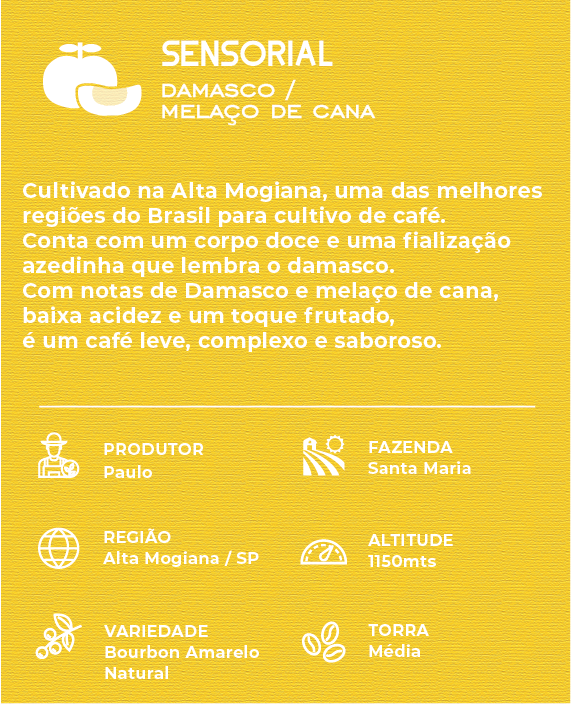 DRIP COFFEE - CAFÉ ESPECIAL - DAMASCO / MELAÇO DE CANA - CAIXA COM 10 SACHÊS