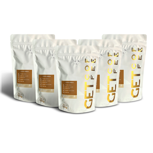 KIT CAFÉ ESPECIAL - 5 PACOTES 250G (1,250KG) - CHOCOLATE / CARAMELO