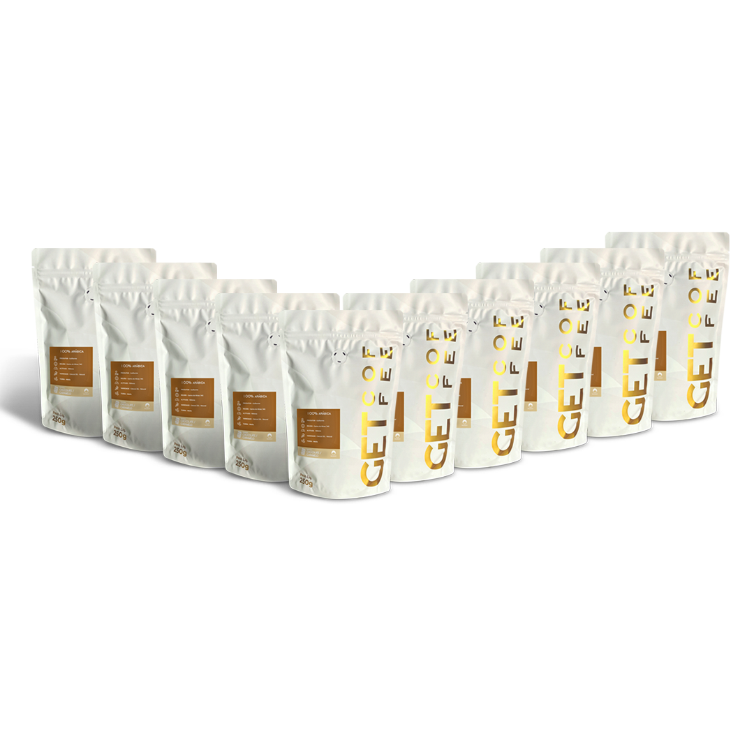 KIT CAFÉ ESPECIAL - 10 PACOTES 250G (2,500KG) - CHOCOLATE / CARAMELO