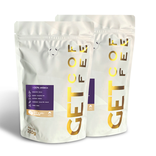 KIT CAFÉ ESPECIAL - 2 PACOTES 250G (500G) - DOCE DE LEITE / BLUEBERRY