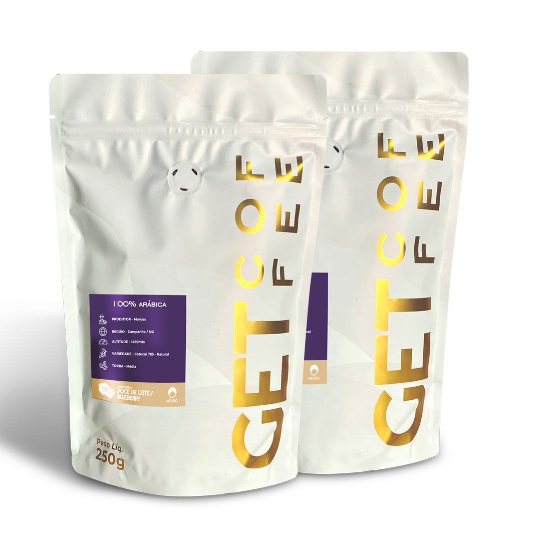 KIT CAFÉ ESPECIAL - 2 PACOTES 250G (500G) - DOCE DE LEITE / BLUEBERRY