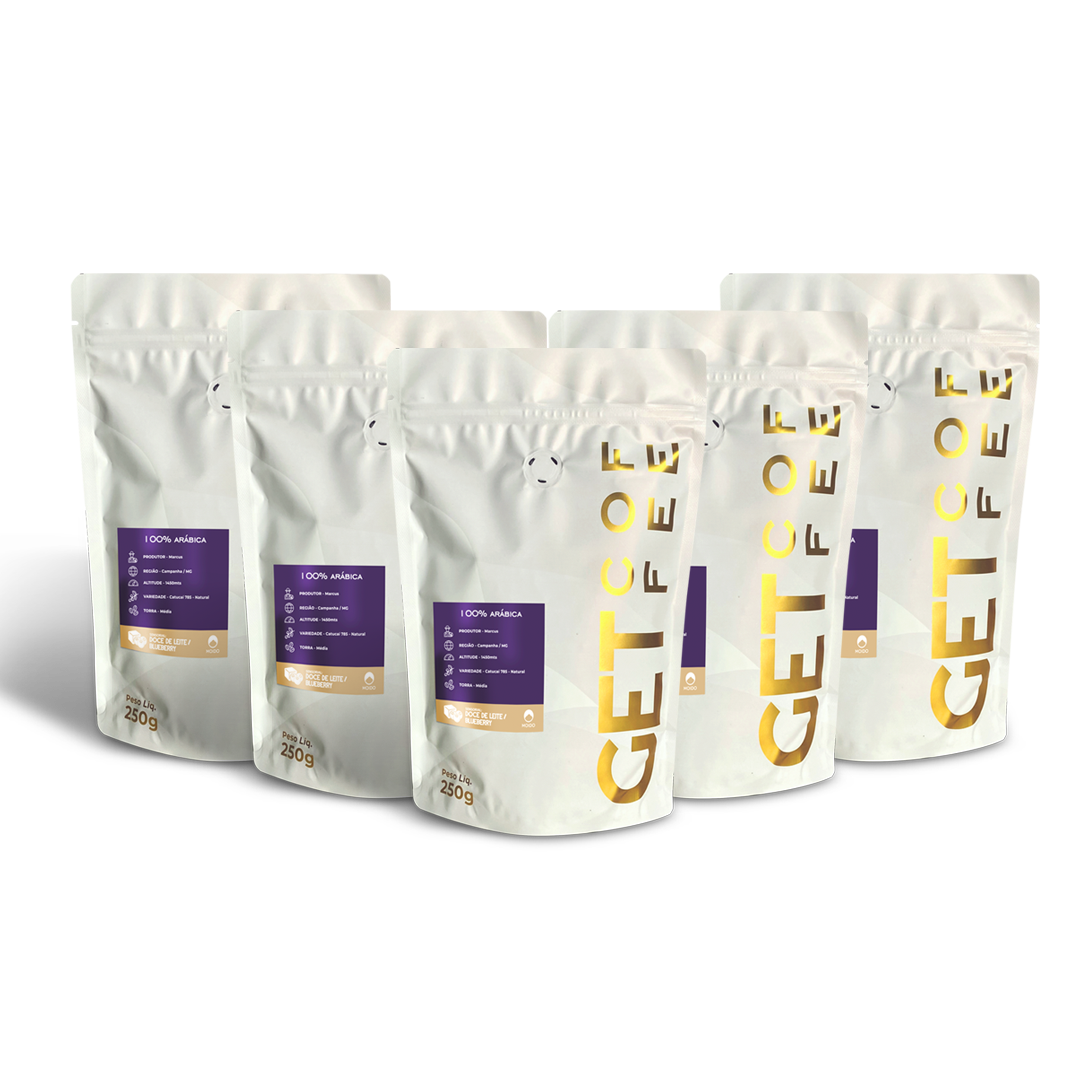 KIT CAFÉ ESPECIAL - 5 PACOTES 250G (1,250KG) - DOCE DE LEITE / BLUEBERRY