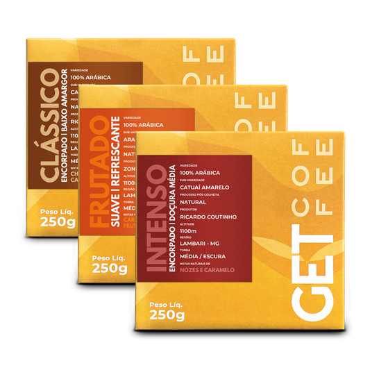 Kit Degustação café especial 3 Pacotes 250g